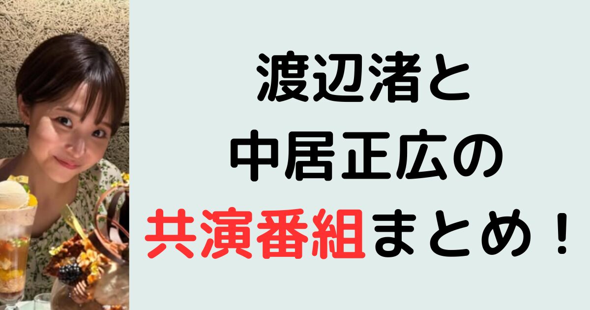 渡辺渚と中居正広の共演番組まとめ！